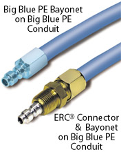 Big Blue PE Bayonet on Big Blue PE Conduit and ERC Connector & ERC Bayonet on Big Blue PE Conduit